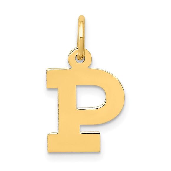 14k Yellow Gold, Amanda Collection, Small Block Initial P Pendant - Picture 1 of 5